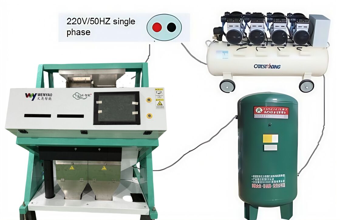 웬야오 고정밀 정렬 쌀 색상 선별기 광학 선별기 (공기 압축기, 공기 탱크 포함) 곡물 청정용